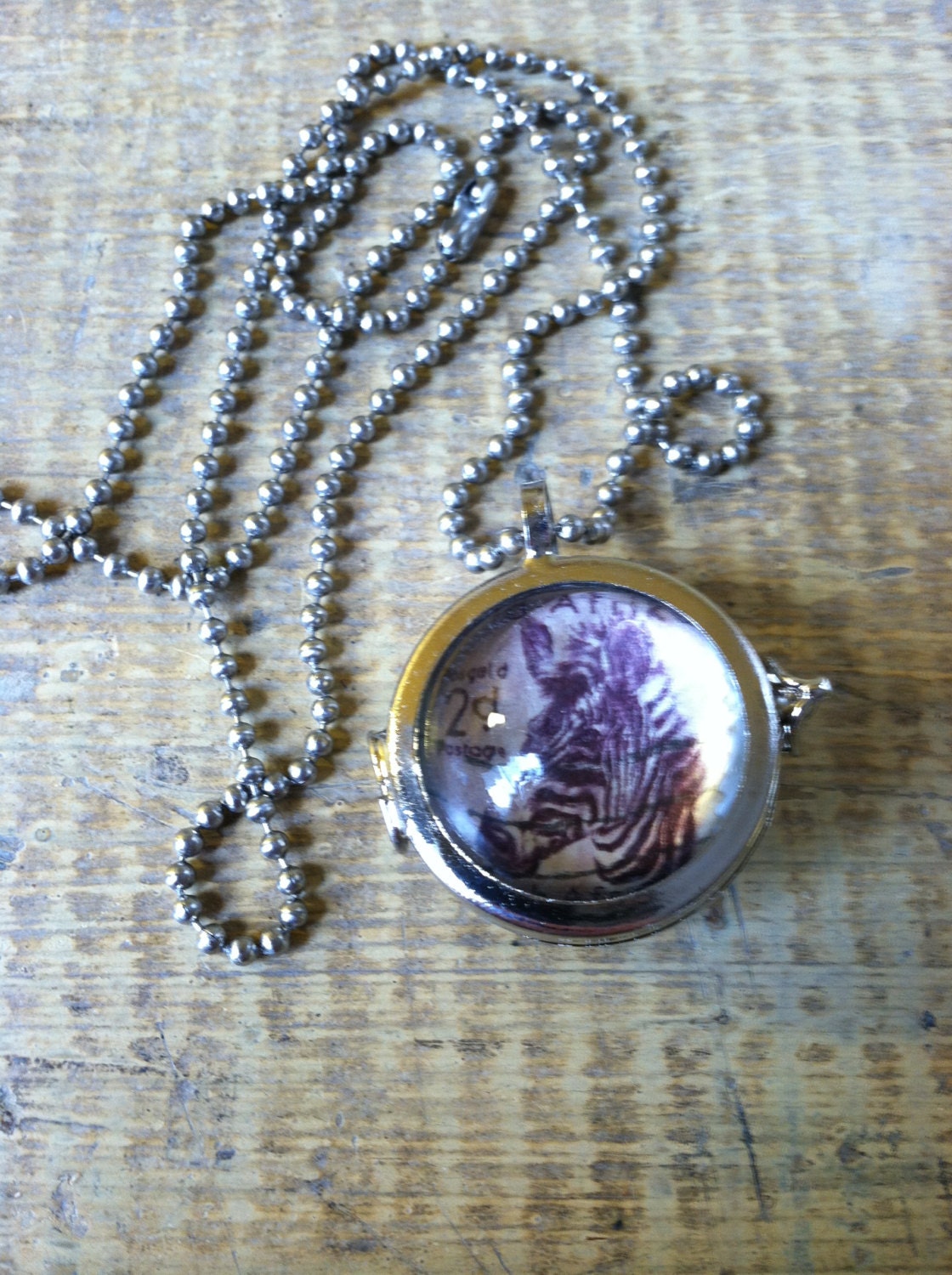 Vintage South African Stamp Pendant Necklace