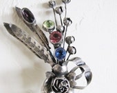 Rare Hobe'  Vintage Sterling Silver Bouquet Flower Brooch - Birthday Mothers Day or any special occasion jewelry