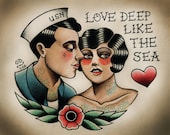 Sailor and Flapper Traditional Tattoo Print