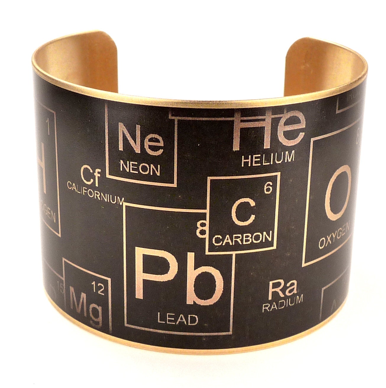 Periodic Table of Elements Brass Cuff Bracelet, Chemistry Jewelry, Science Jewelry