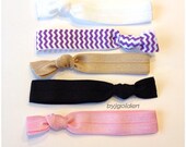 Purple Chevron Hair Tie Set