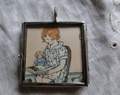 Reading Children Mother Storytime Pendant Necklace