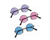 Retro Round hipster Sunglasses - Printable Digital Illustration for Transfer Prints - Clipart ( 8x10), for DOWNLOAD. Item No.T0011