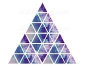 Galaxy Print, Collage Pyramid - Printable Digital Illustration for Transfer Prints - Clipart ( 8x10), for DOWNLOAD. Item No.T0018