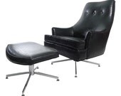 Mid-Century Retro Faux Alligator Recliner Lounge Chair & Ottoman