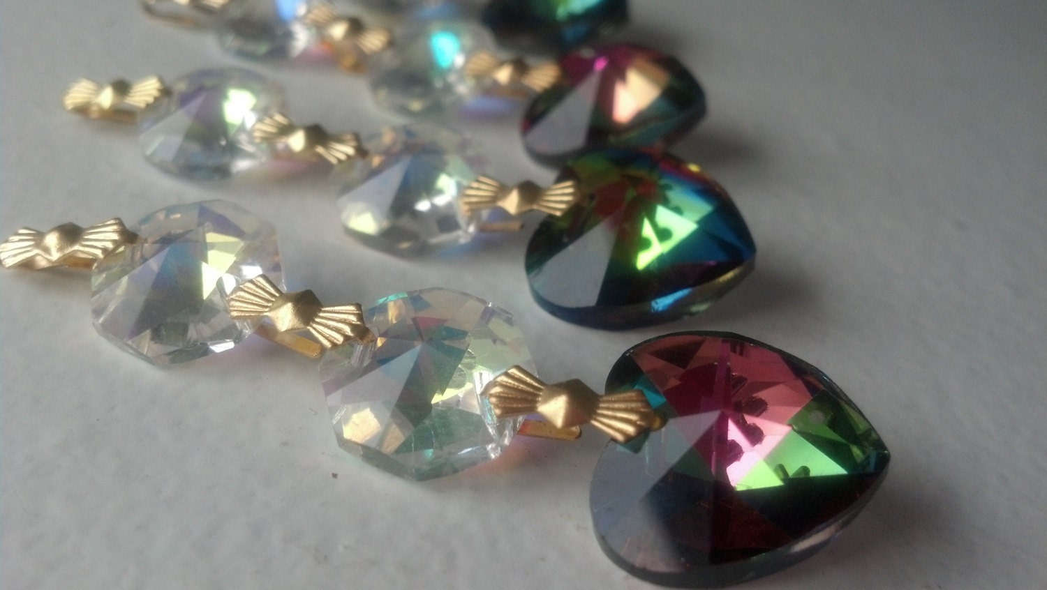 4 Vitrail Rainbow Chandelier Ornaments Crystal Hearts 18mm Crystal Prism Hearts Shabby Chic Jewelry Making Supplies