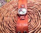 Embossed Leather Watch - Turquoise - Hippie - XL Watch