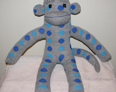 Blue Polka Dot Sock Monkey