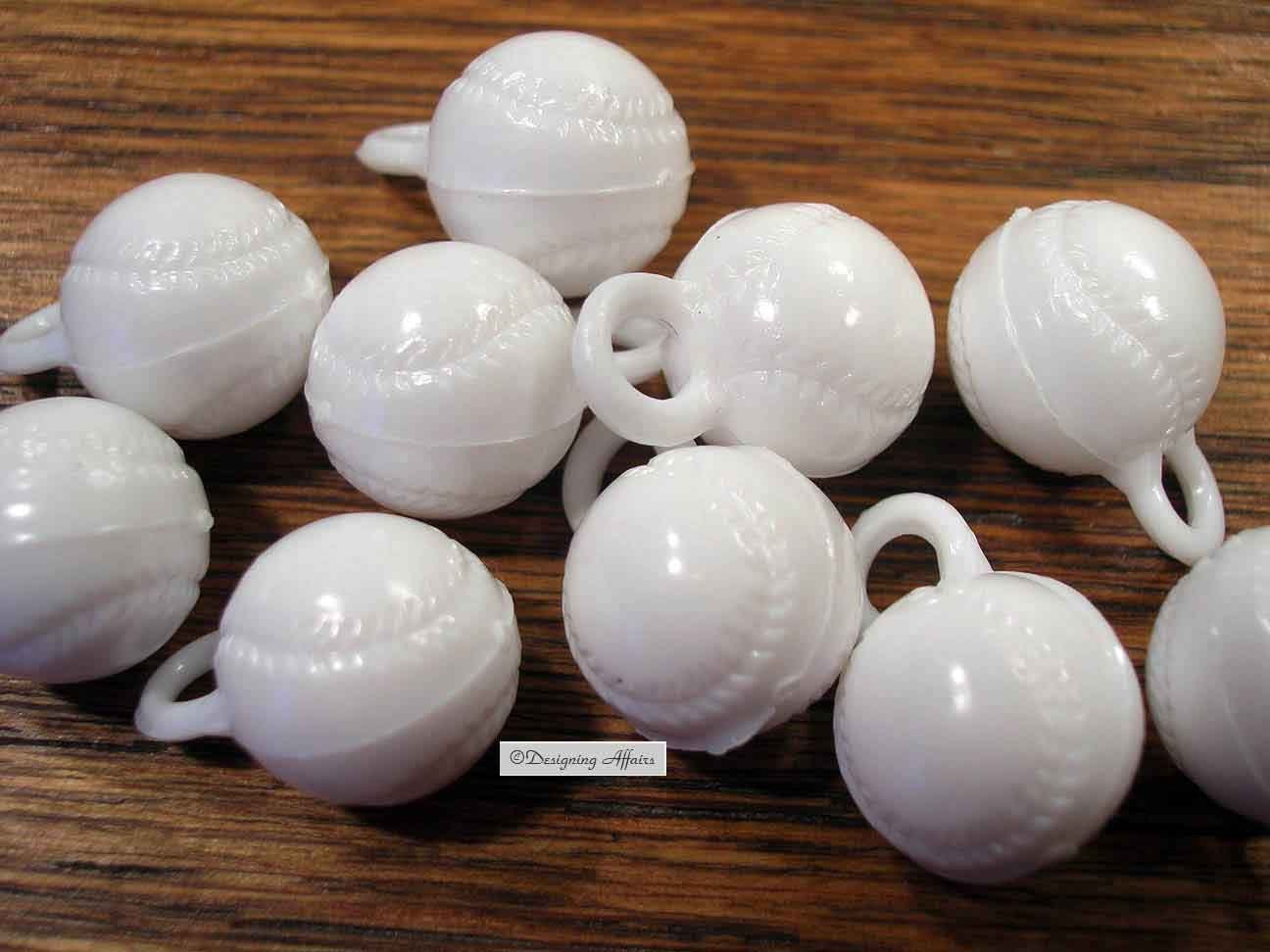White Plastic Baseball Charms