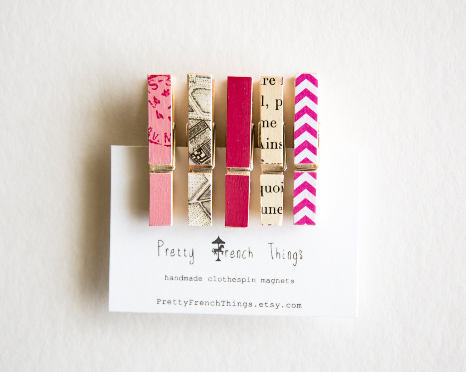 Mini Clothespin Magnets in Pink