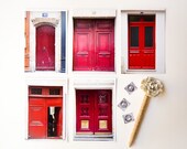 Postcard Set-Paris Doors in Red, set of 5