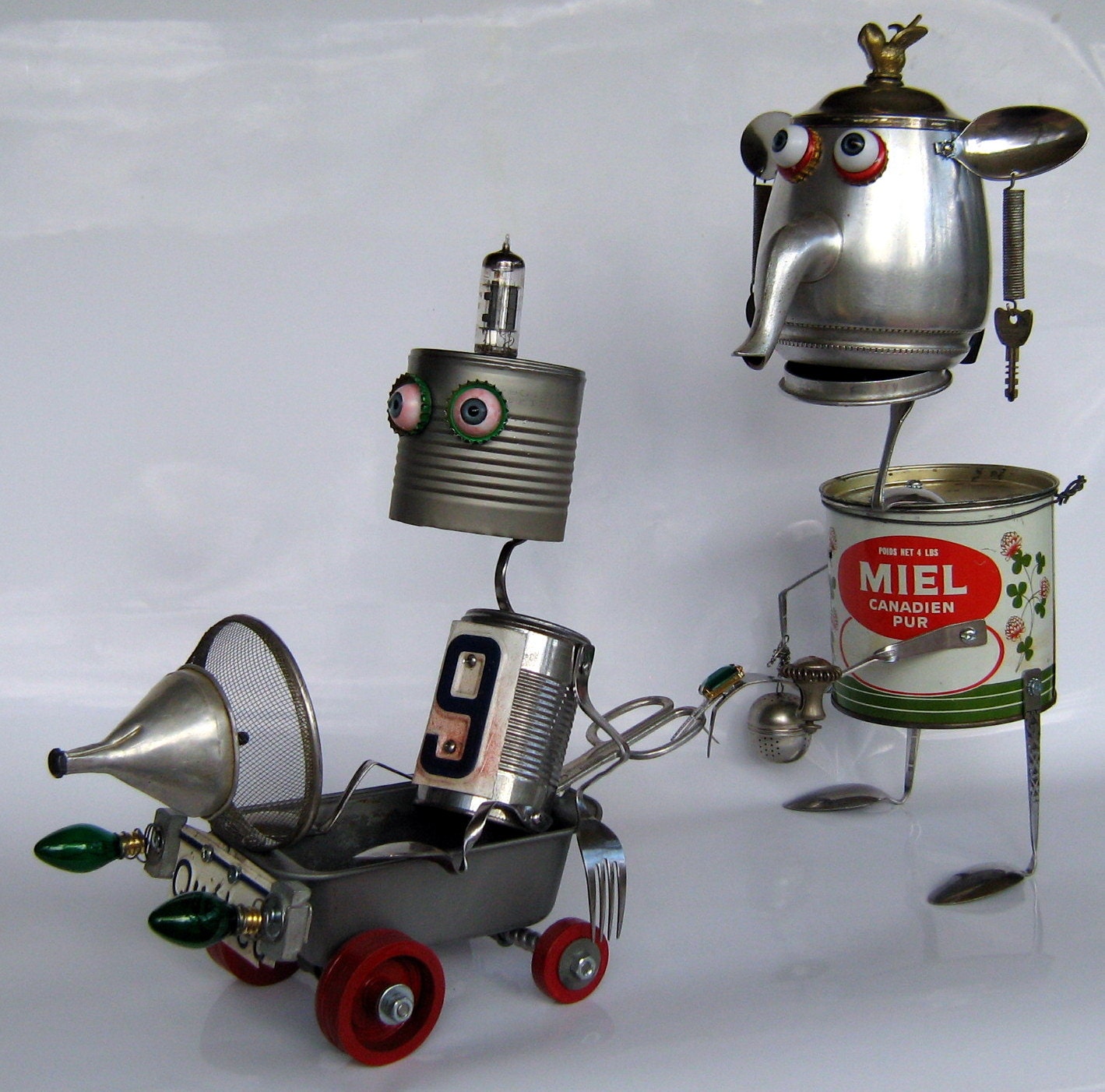 RECYCLED  ROBOT  SCULPTURES  -  Who Wore Sweater Number 9 with Mama