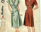 Vintage 1940s Simplicity Pattern 1199 Wrap Dress 16