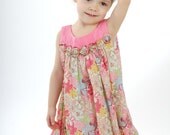 Free shipping /Girls summer dress spring baby multi ruffle pink green flower birthday special occasion soft beach