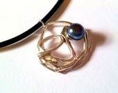 Steam Punk Pendant, Funny Face Necklace, Leather Cord, Silly Face Jewel, Sterling silver, Sweet water pearl - LulyJewelry