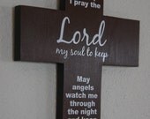 Bed Time Lord Prayer Pine Wood Cross Gift  for Easter, Baptism or Birthday Gift for Boy or Girl