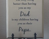The only thing better than having you as my Dad is our children having you as their Papa. Solid Wood Plaque sign picture
