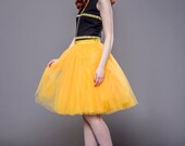 Adult yellow tulle skirt, tutu skirt, petticoat, wedding skirt, custom made to order