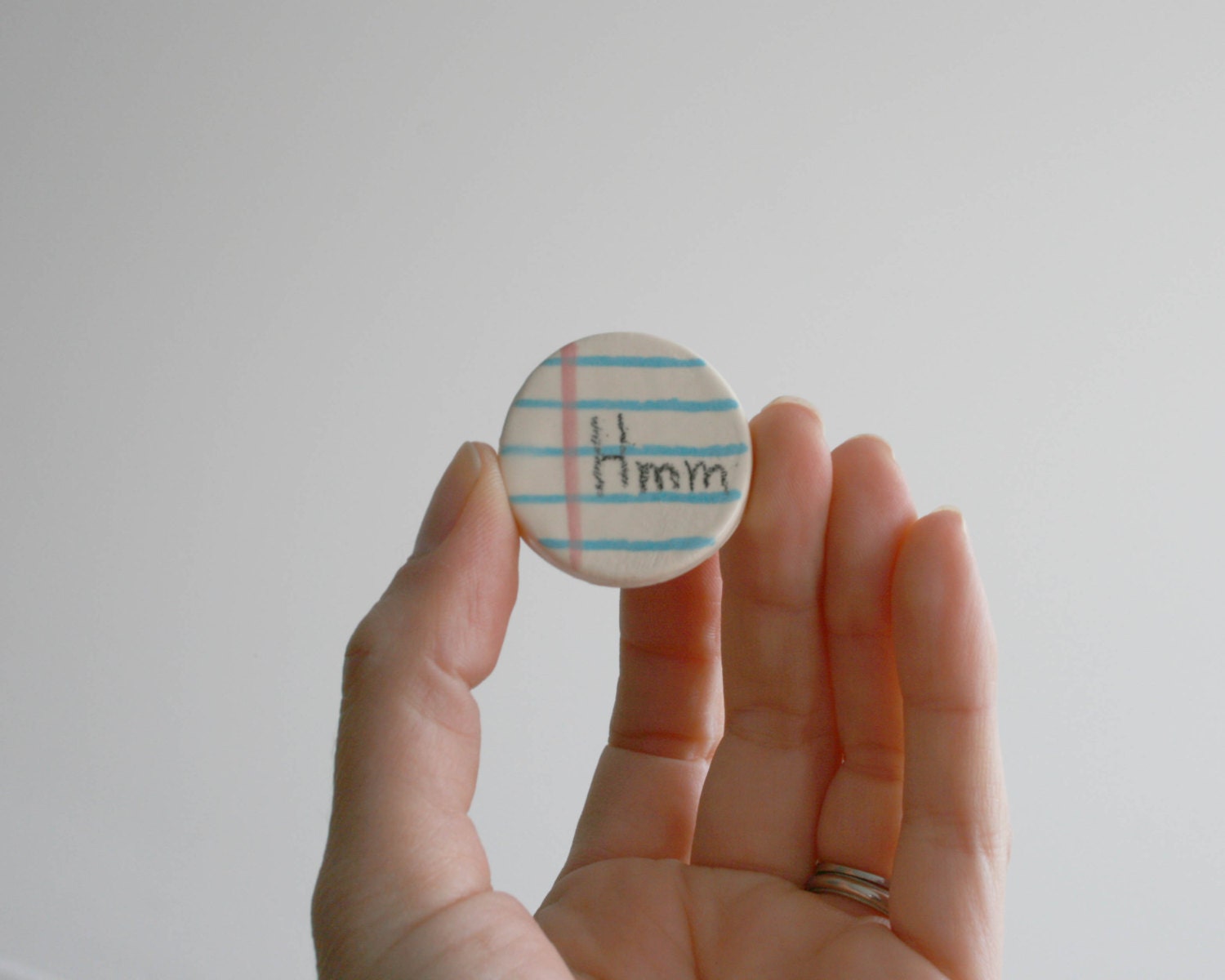 Hmm Round Ceramic Brooch