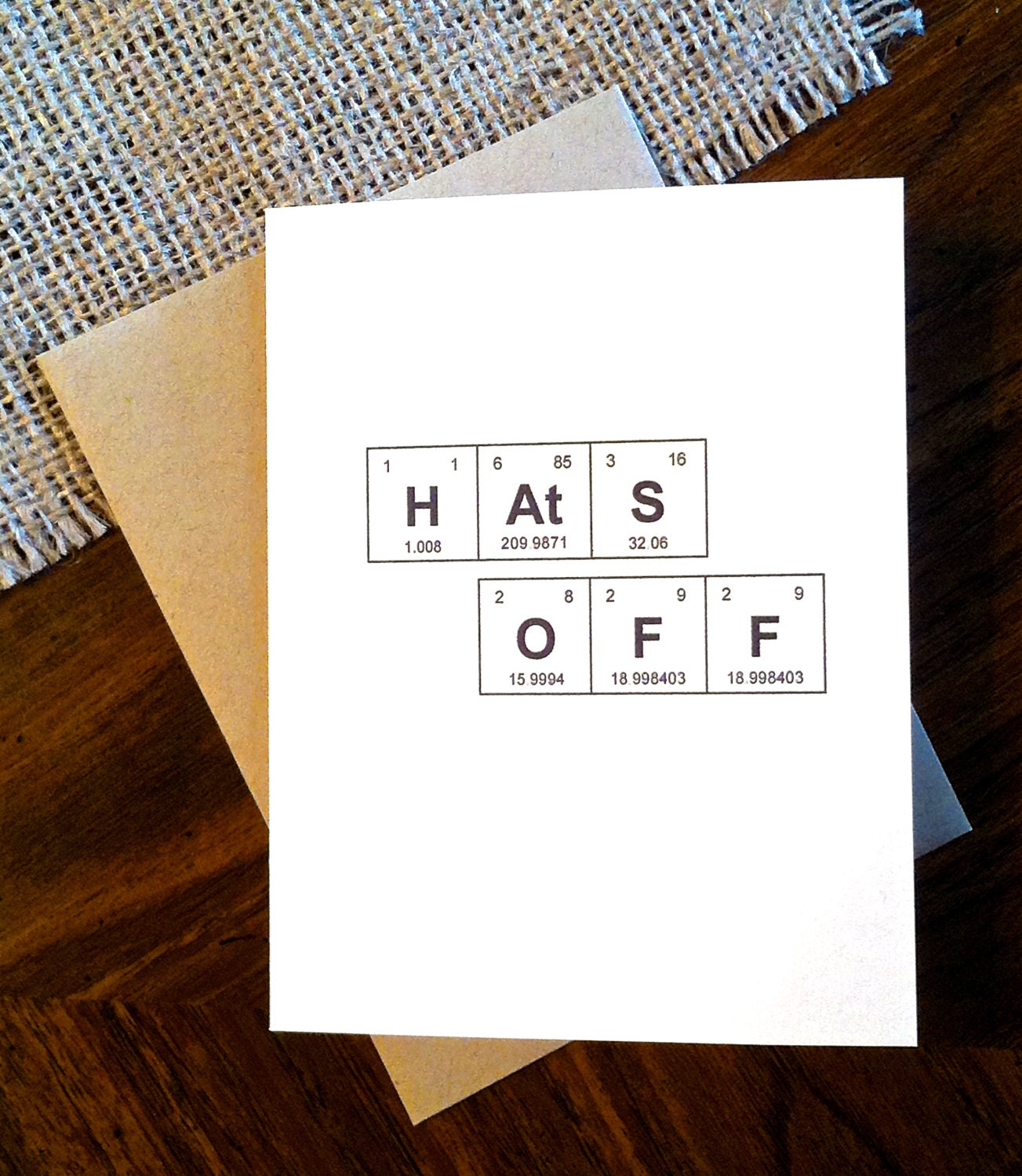 Periodic Table of the Elements "HAtS OFF" Congratulations Graduation Card, 100% recycled, eco friendly