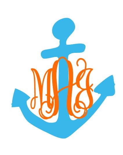 Anchor and  Vines Monogram Decal 5" Sticker