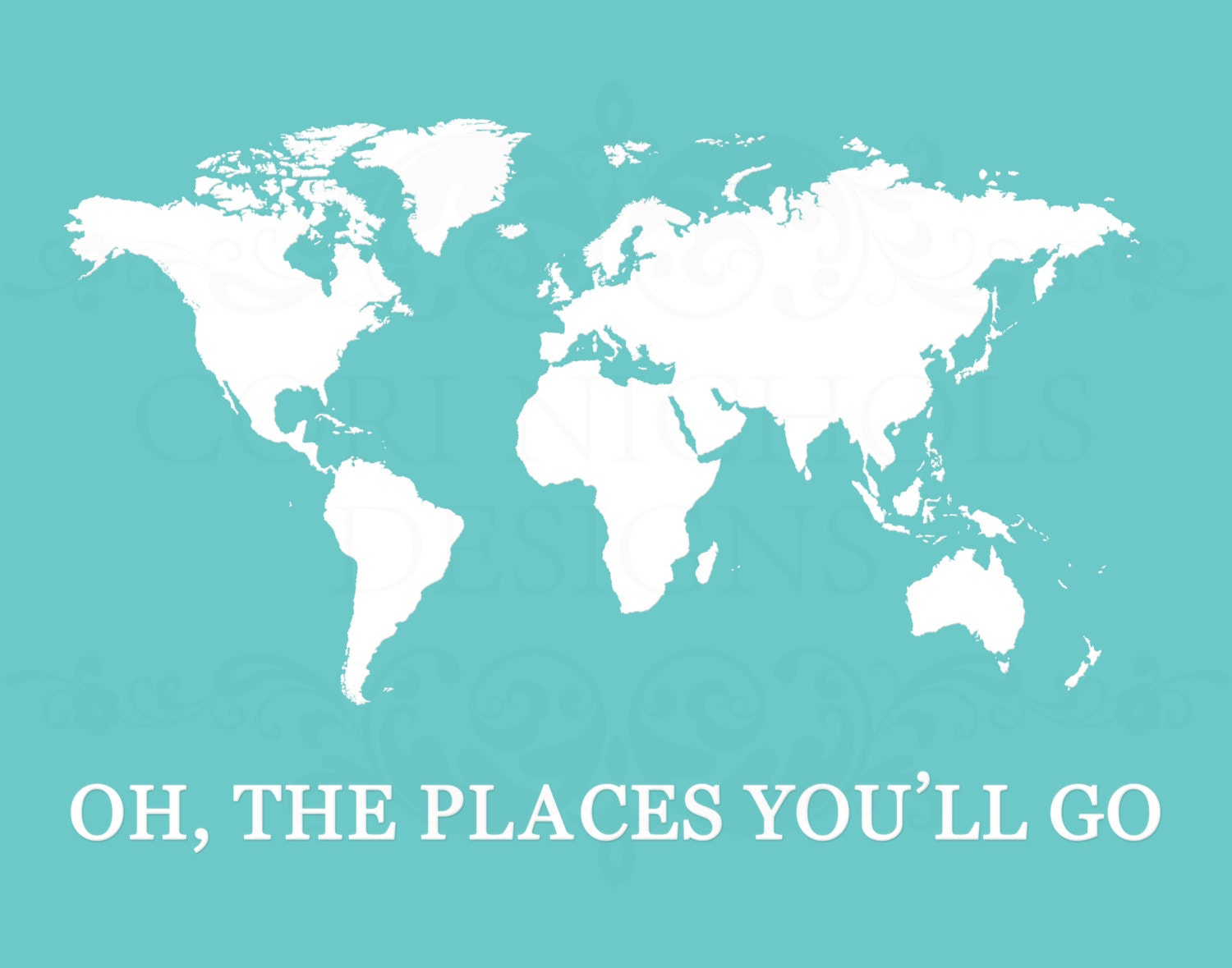 Oh, The Places You'll Go Printable Children's Wall Decor Digital JPEG File