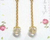 Goldtone Earrings Clear Glass Beads Long Dangle Earrings, Wedding Jewelry, Gift for Bridesmaids, Maid of Honor, Birthday for Sister, for Mom