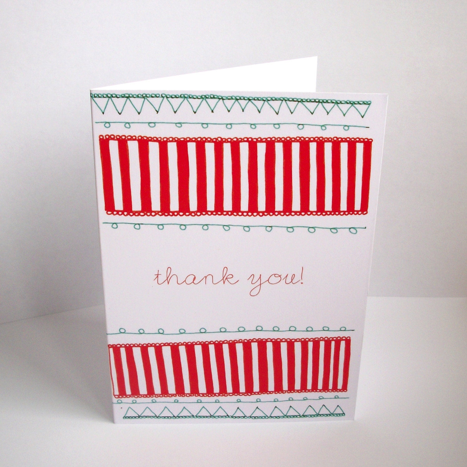 Circus stripe illustrated thank you card. Illustrated red and white striped pattern thank you card. thank you blank card.art card.