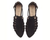 NEW ARRIVALS, Alice, Black shoes, Flats, Leather Sandals