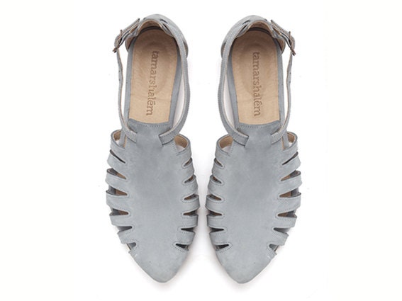 NEW ARRIVALS, Alice, Light Blue shoes, Flats, Leather Sandals