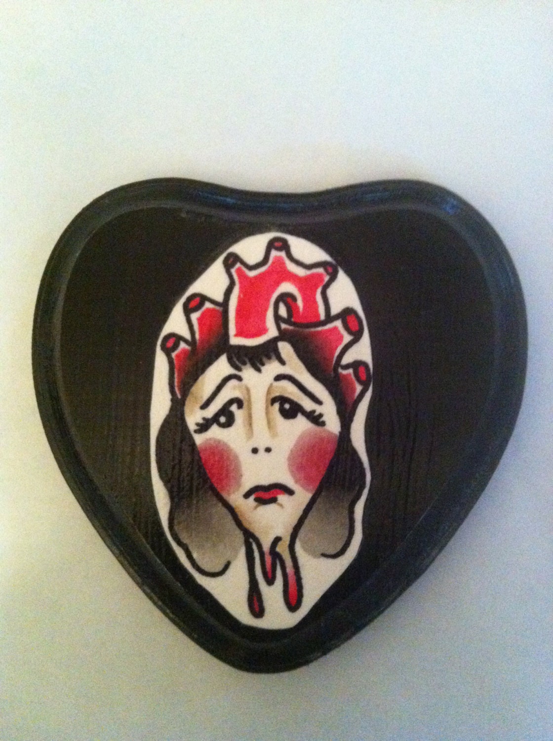 ORIGINAL  Illustration 5" x 5" wooden plaque with watercolor on paper mounted on