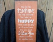wooden sign, wall decor, you are my sunshine, subway art, wall hanging