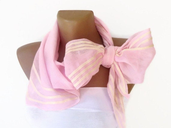 cute scarf , stripe cotton scarves , fashion accessory ,cotton pink women scarves , spring summer trends