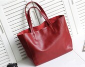 Women Red Leather Tote Bag-Shopper-computer-Ipad-MacBook Bag - Shoulder -Handbag- Leather Satchel /Briefcase Bag purse/handbags Bags