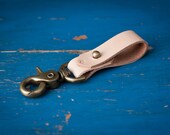 Handmade key lanyard / keychain in natural leather w/antiqued brass hardware