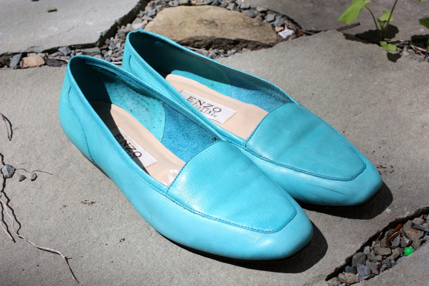 Vintage Enzo Angiolini Blue Leather Loafers Size 7