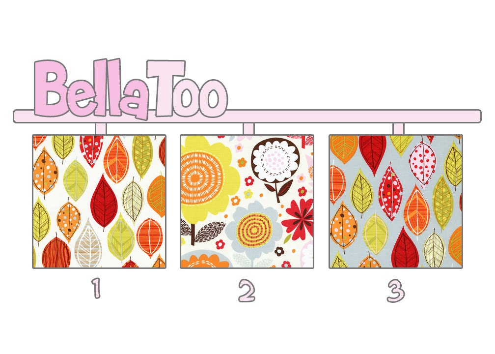 Changing Pad Cover - Flowers Leaves Red Orange Green Pink Brown  - Custom Made By BellaToo