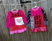 Unique one-of-a-kind upcycled girls boutique clothing and cute custom dresses and rompers Valentines Day