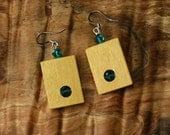 Contemporary Earrings featuring Yellowheart Hardwood and 6 mm Blue Zircon Swarovski Crystals