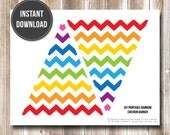INSTANT DOWNLOAD - Rainbow Chevron Printable Flag Bunting Banner - perfect for art party, rainbow party, decorations Il_170x135