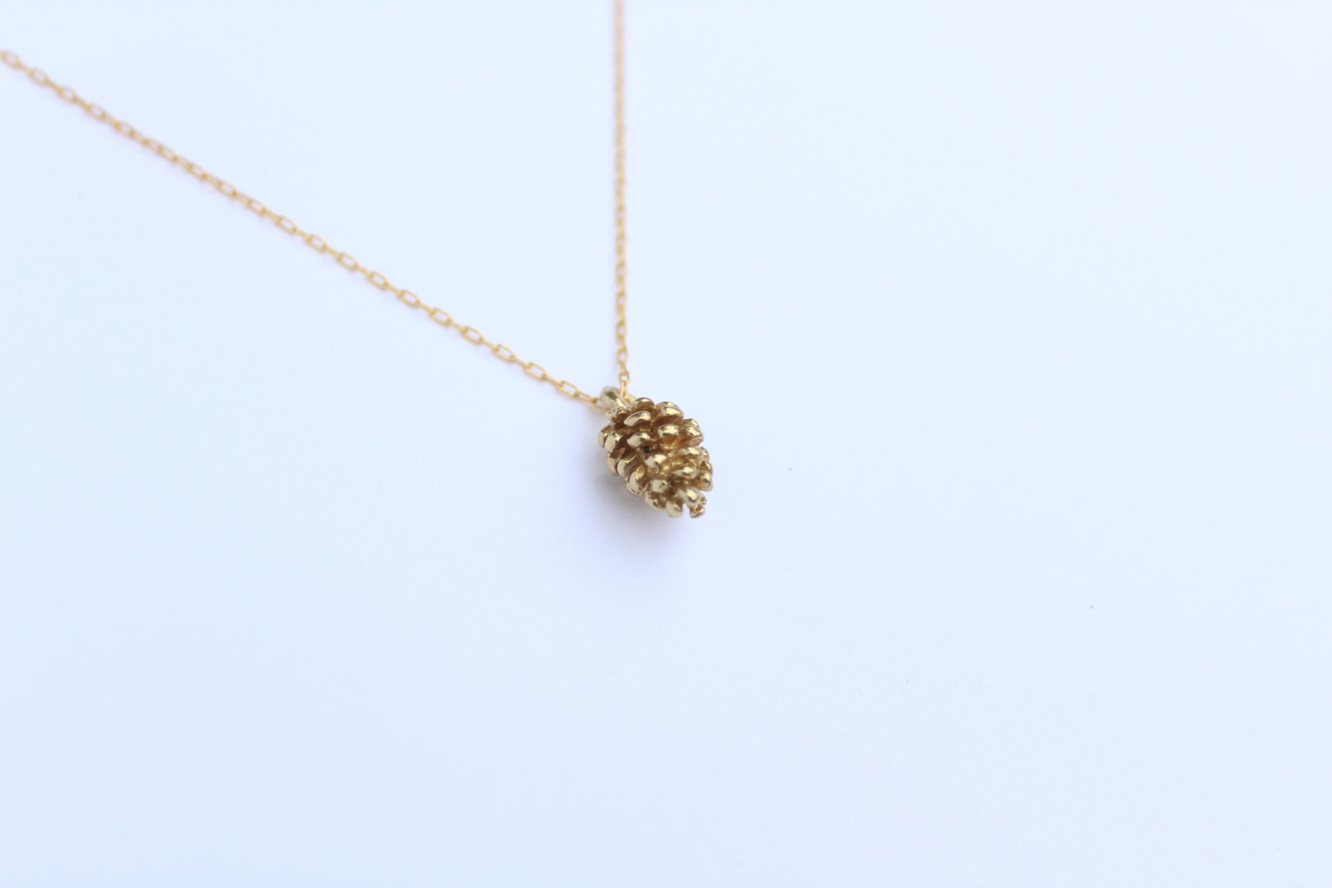Pinecone - 24k gold plated pine cone, 14k gold filled necklace - simple jewelry