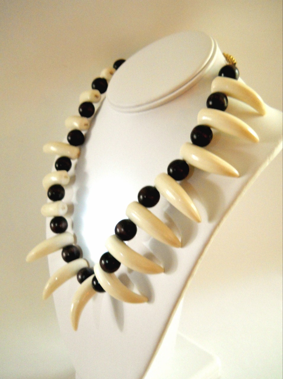 Vintage Kenneth Jay Lane KJL Necklace Brown White Statement