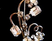 Vintage Austria Brooch Clear Crystal Flower Pin