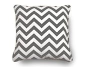 Gray Chevron Pillow Zigzag print with insert 18X18 inch SALE