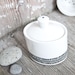 Hand-painted vintage sugar bowl "somewhat angular", black and white