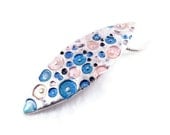 minimalist jewelry hand painted pendant statement necklace pendant silver blue pink