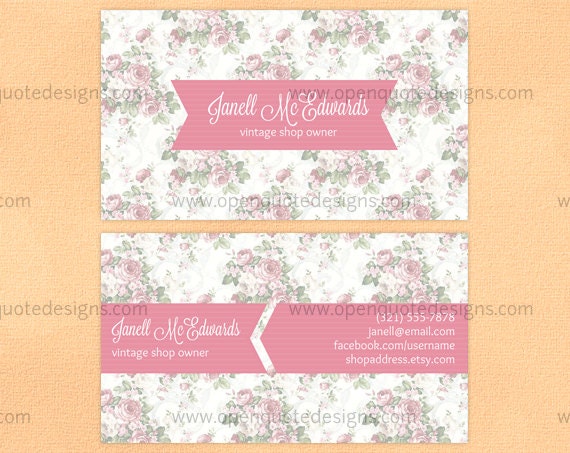 Business Card Calling Card Mommy Card Vintage Floral Digital Printable PDF