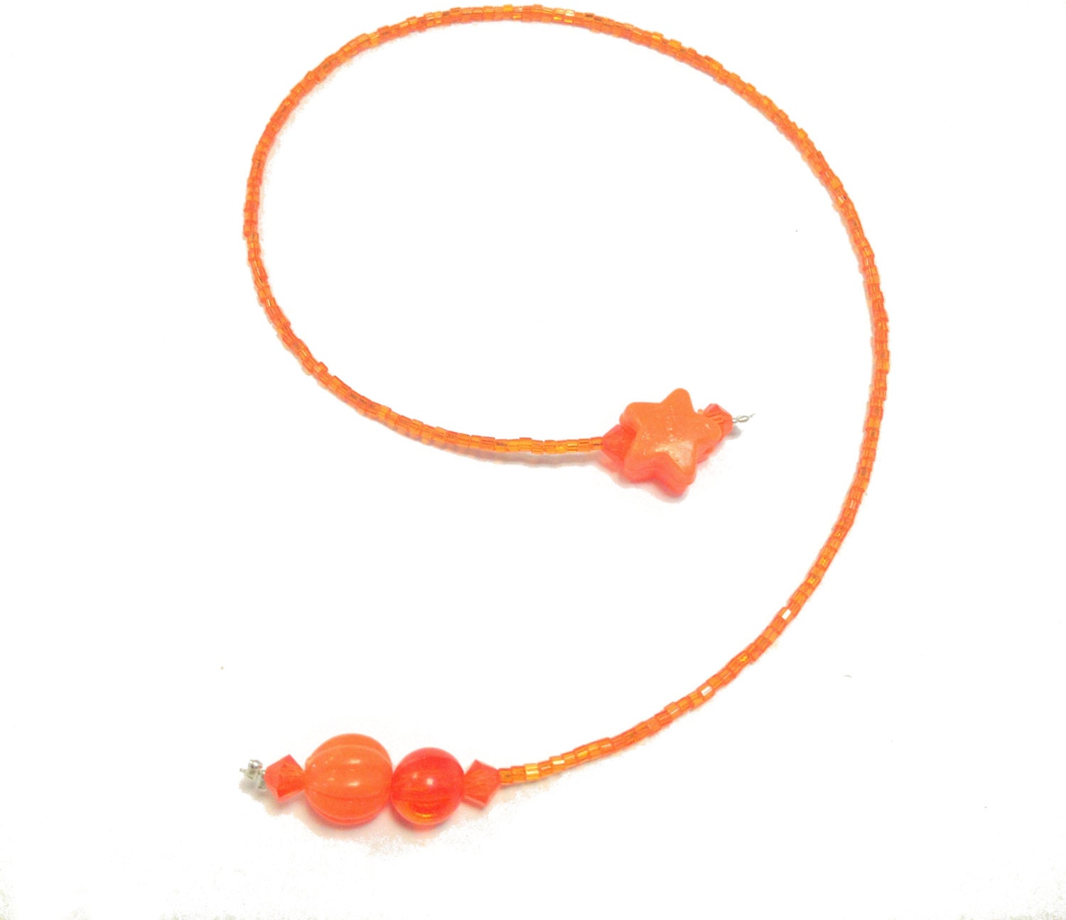 New neon orange beaded bookmark