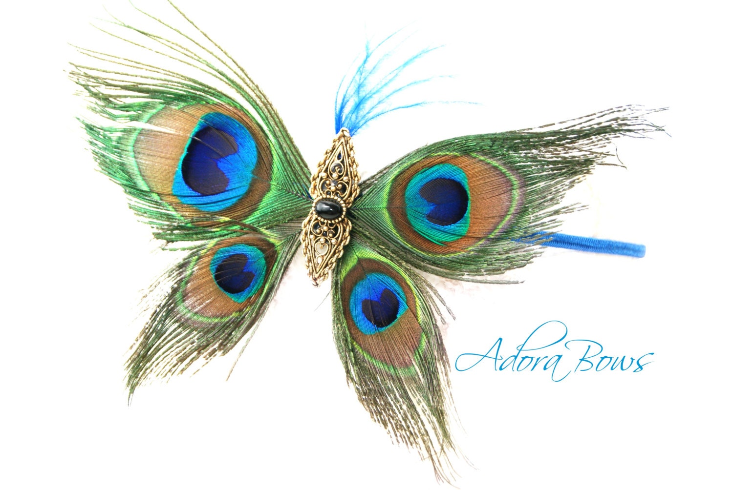 Peacock feather handmade butterfly headband photo prop wedding bridal party spring girls women baby