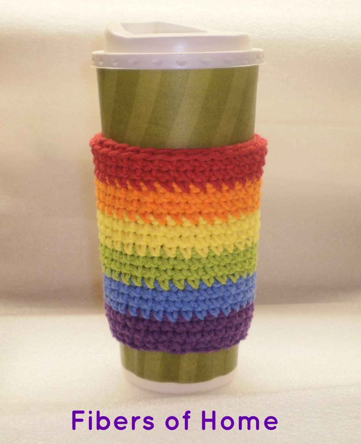 Rainbow Coffee Cozy -- Hand Crafted